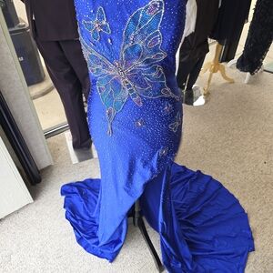 Dazzling Sapphire Butterfly Evening Dress